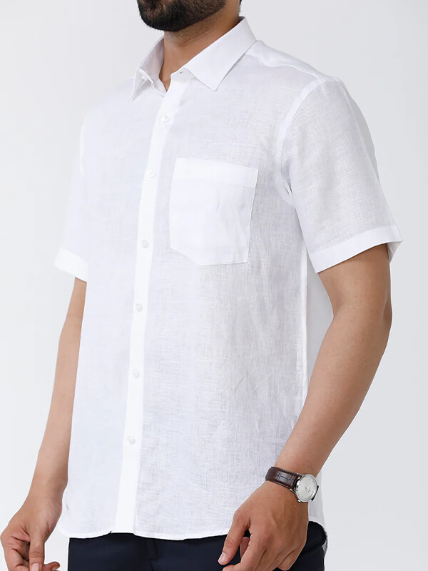White Solid Elasticated Casual Shirt